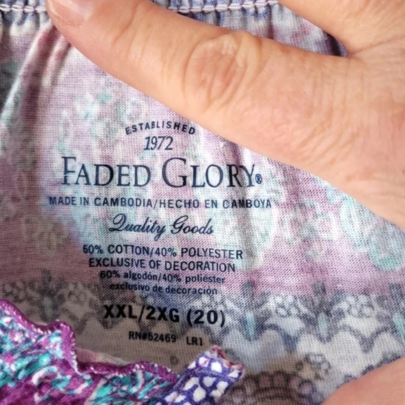 3/$25 Flutter Sleeve Wide Neck Patterned Top - Picture 5 of 9